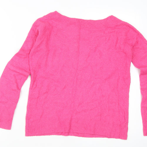 Hush Women's Pink Boat Neck Cotton Knit Jumper Size S