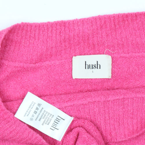 Hush Women's Pink Boat Neck Cotton Knit Jumper Size S