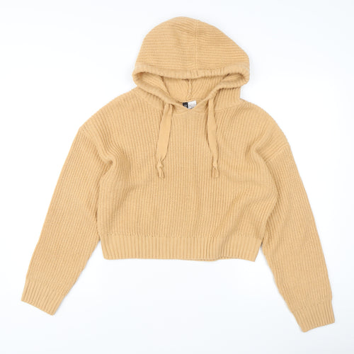 H&M Divided Women’s Beige Chunky-Knit Hooded Jumper Size S
