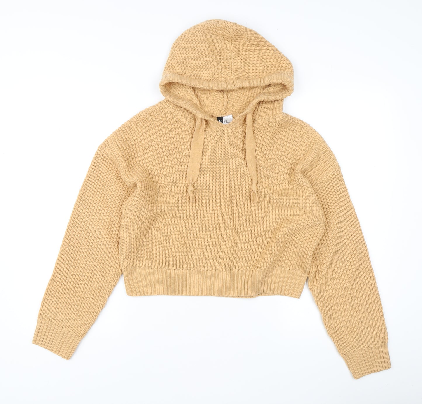 H&M Divided Women’s Beige Chunky-Knit Hooded Jumper Size S