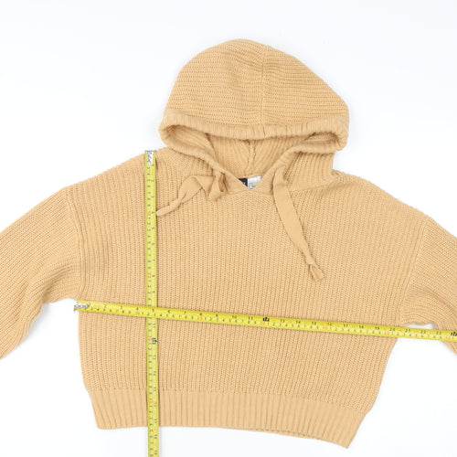 H&M Divided Women’s Beige Chunky-Knit Hooded Jumper Size S