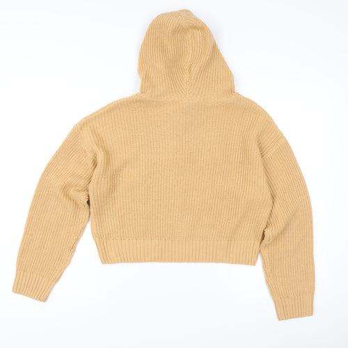 H&M Divided Women’s Beige Chunky-Knit Hooded Jumper Size S