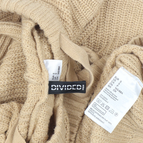 H&M Divided Women’s Beige Chunky-Knit Hooded Jumper Size S