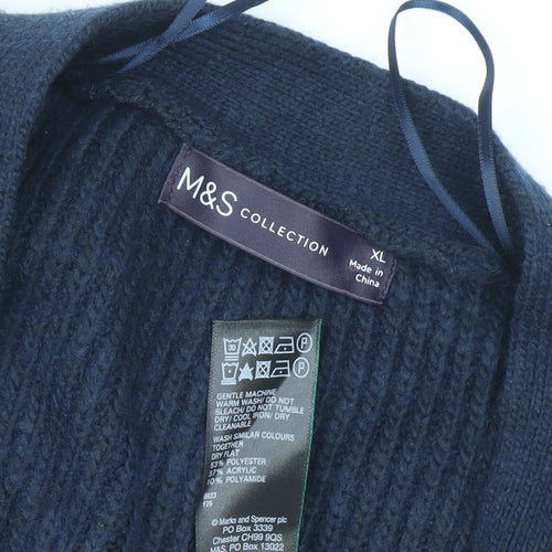 Marks and Spencer Men's Blue XL Ribbed Knit Cardigan with Pockets