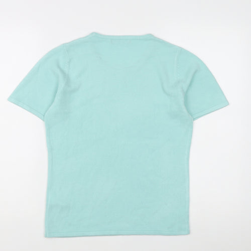 Bonmarché Women's Blue XS Short Sleeve Cotton Scoop Neck Jumper