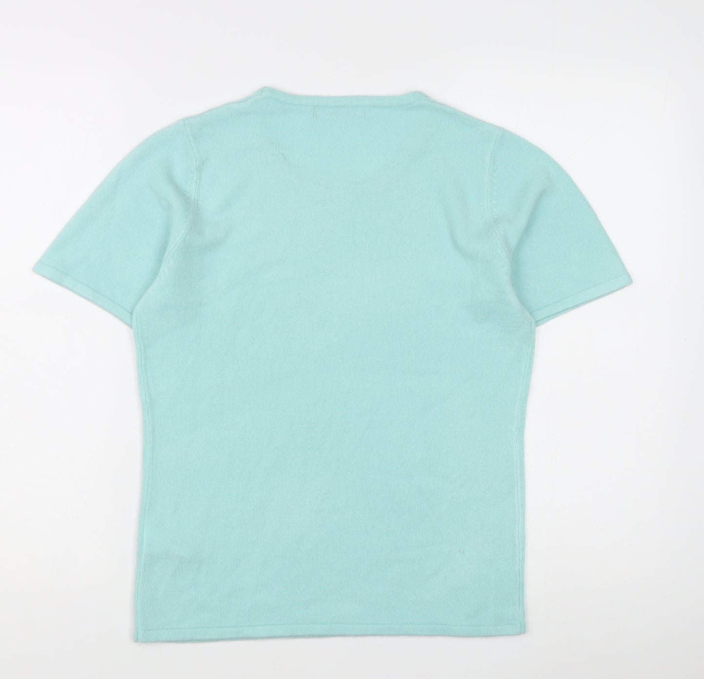 Bonmarché Women's Blue XS Short Sleeve Cotton Scoop Neck Jumper