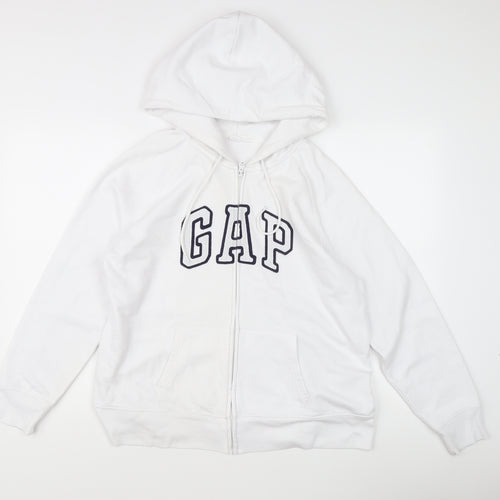 GAP Women’s White Full Zip Hoodie XL Logo Fleece Autumn Winter