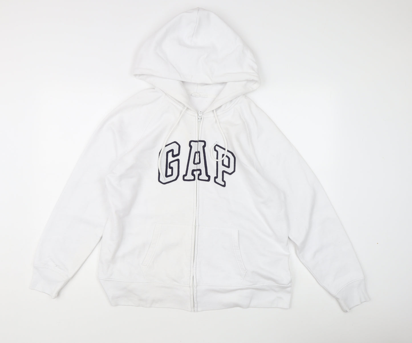 GAP Women’s White Full Zip Hoodie XL Logo Fleece Autumn Winter