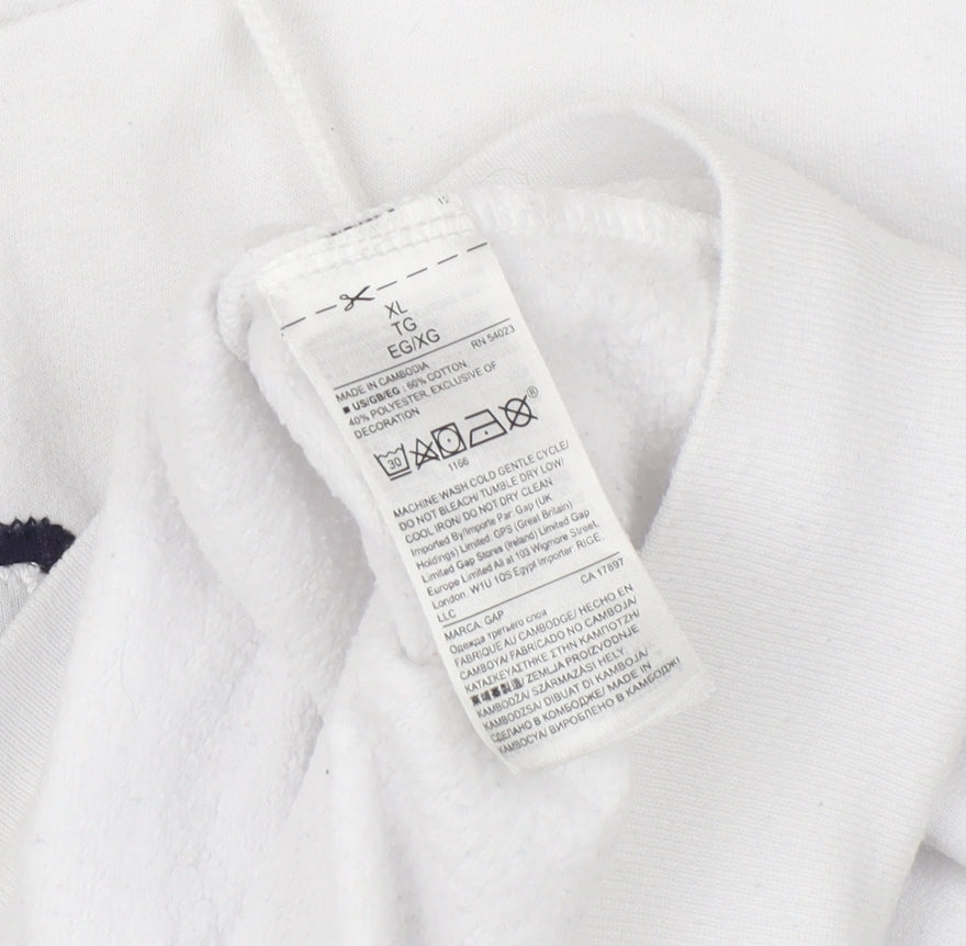GAP Women’s White Full Zip Hoodie XL Logo Fleece Autumn Winter