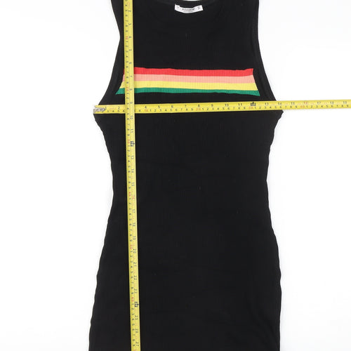 Pull&Bear Women’s Black Size 14 Mini Tank Dress Colourblock