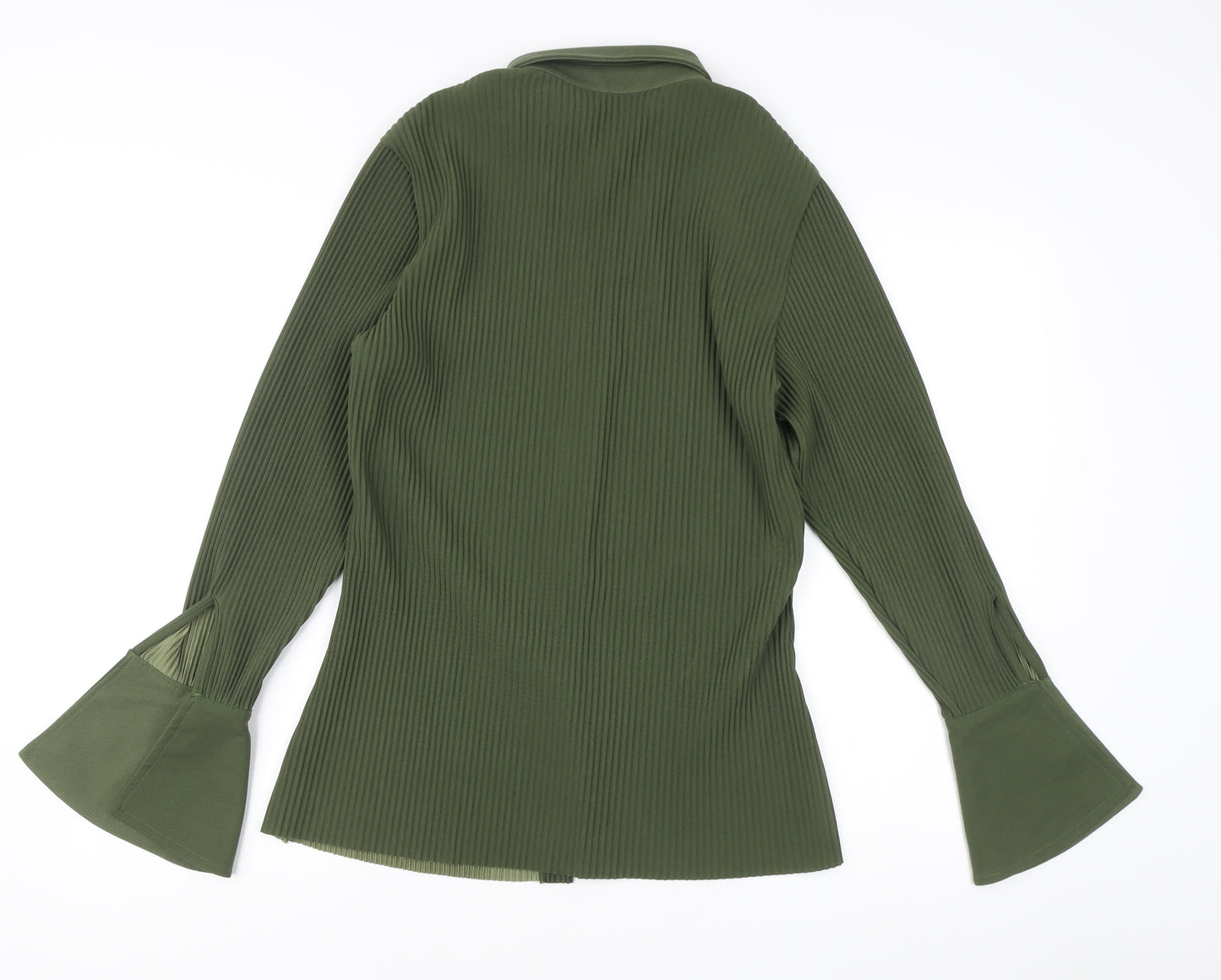 Boohoo Womens Green Size 14 Button-Up Flared Sleeve Shirt