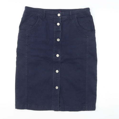 Marks and Spencer Women’s Navy Blue Knee Length Pencil Skirt Cotton Stretch Size 12