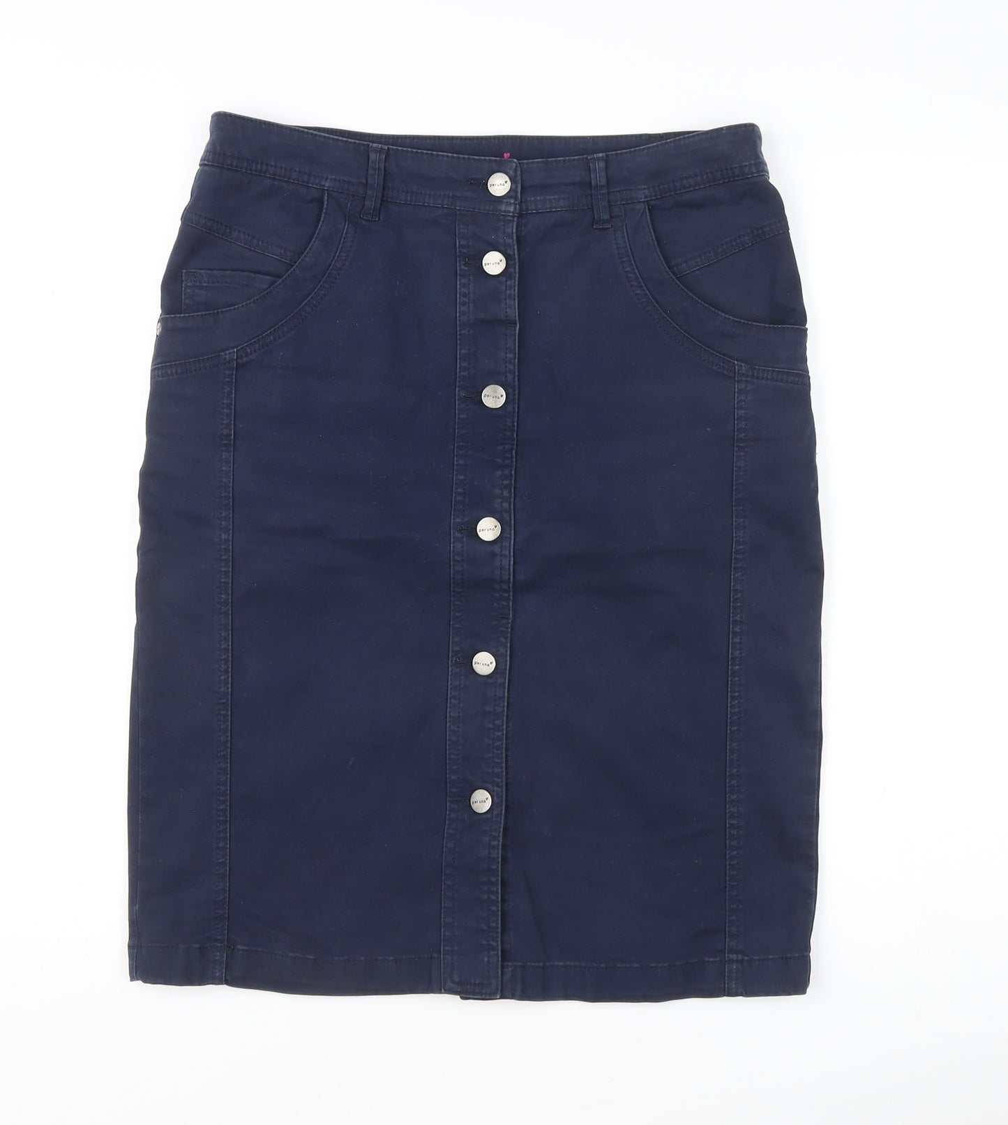 Marks and Spencer Women’s Navy Blue Knee Length Pencil Skirt Cotton Stretch Size 12