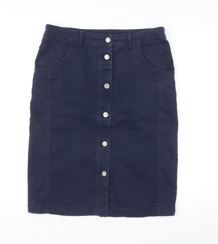 Marks and Spencer Women’s Navy Blue Knee Length Pencil Skirt Cotton Stretch Size 12