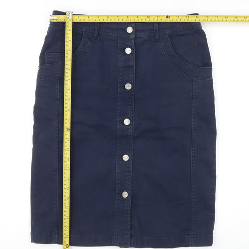 Marks and Spencer Women’s Navy Blue Knee Length Pencil Skirt Cotton Stretch Size 12