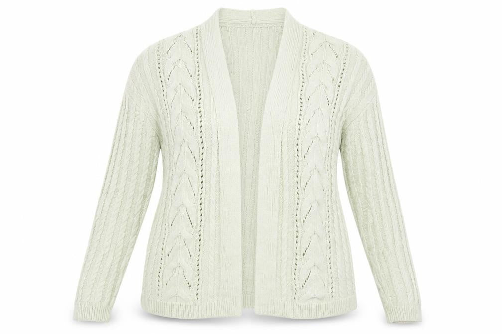 Marks and Spencer Women’s Green Size 14 Cable-Knit Cardigan