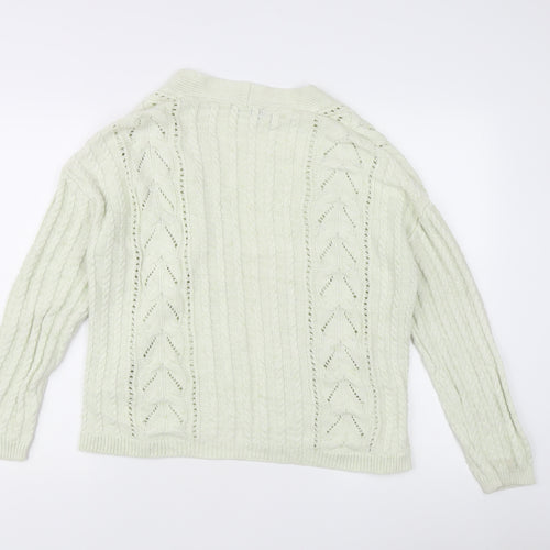 Marks and Spencer Women’s Green Size 14 Cable-Knit Cardigan