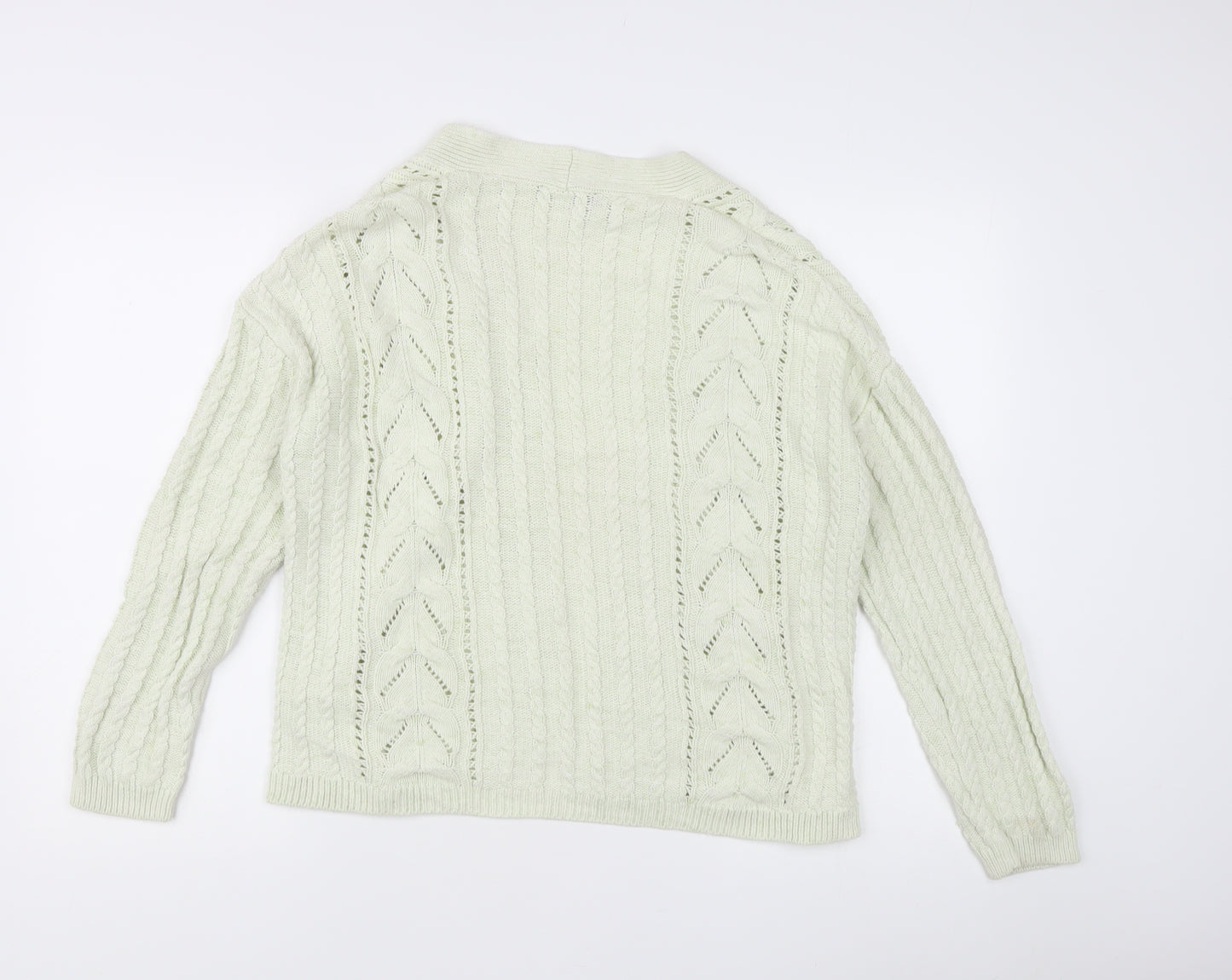 Marks and Spencer Women’s Green Size 14 Cable-Knit Cardigan