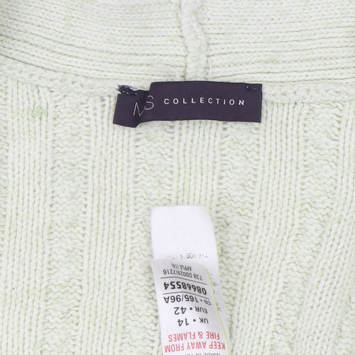 Marks and Spencer Women’s Green Size 14 Cable-Knit Cardigan
