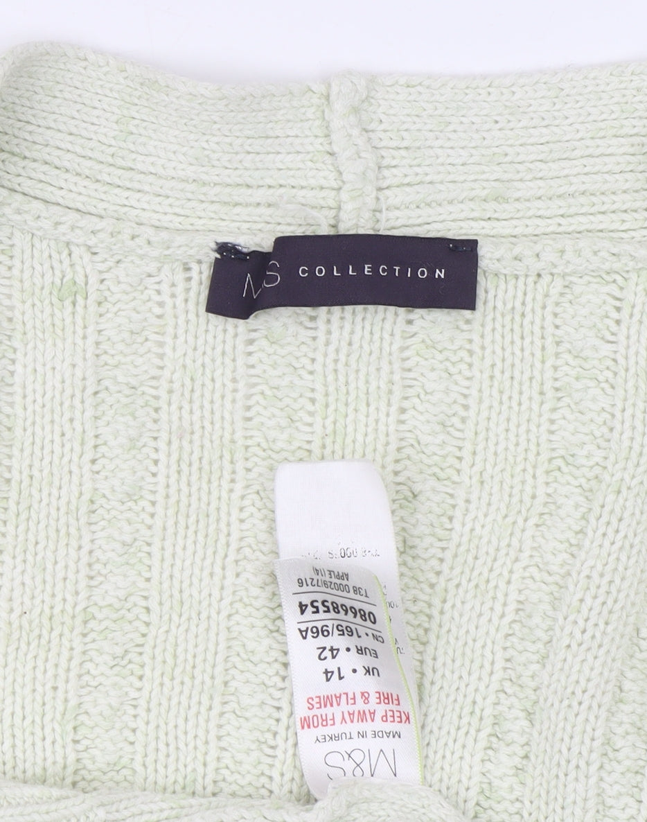 Marks and Spencer Women’s Green Size 14 Cable-Knit Cardigan