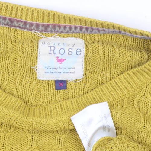 Country Rose Women’s Yellow Cable-Knit Pullover Jumper M