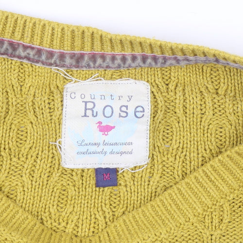Country Rose Women’s Yellow Cable-Knit Pullover Jumper M