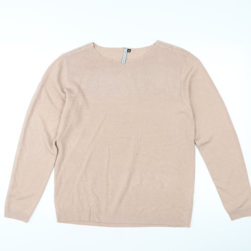 Intuition Womens Beige Crew Neck Cashmere Jumper Size 12