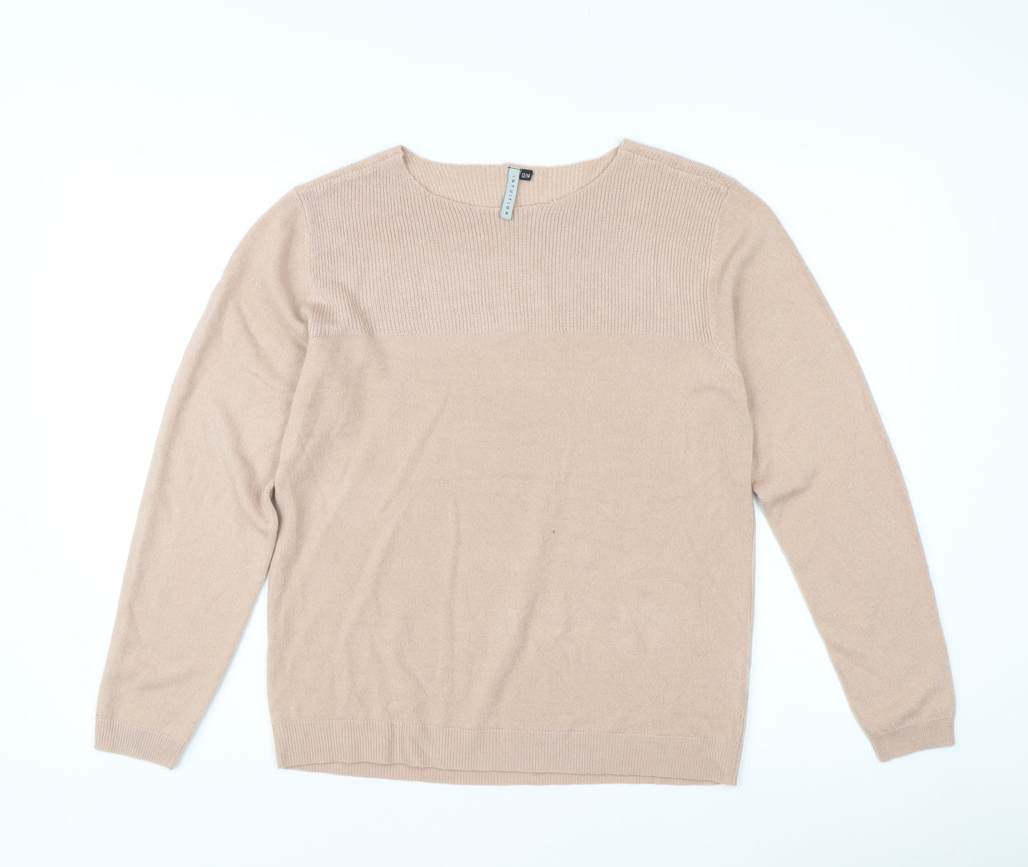Intuition Womens Beige Crew Neck Cashmere Jumper Size 12
