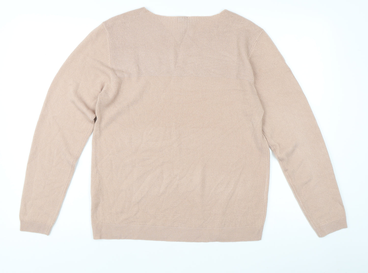 Intuition Womens Beige Crew Neck Cashmere Jumper Size 12