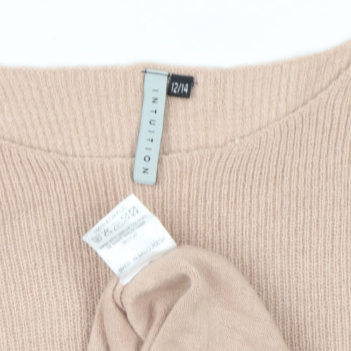 Intuition Womens Beige Crew Neck Cashmere Jumper Size 12