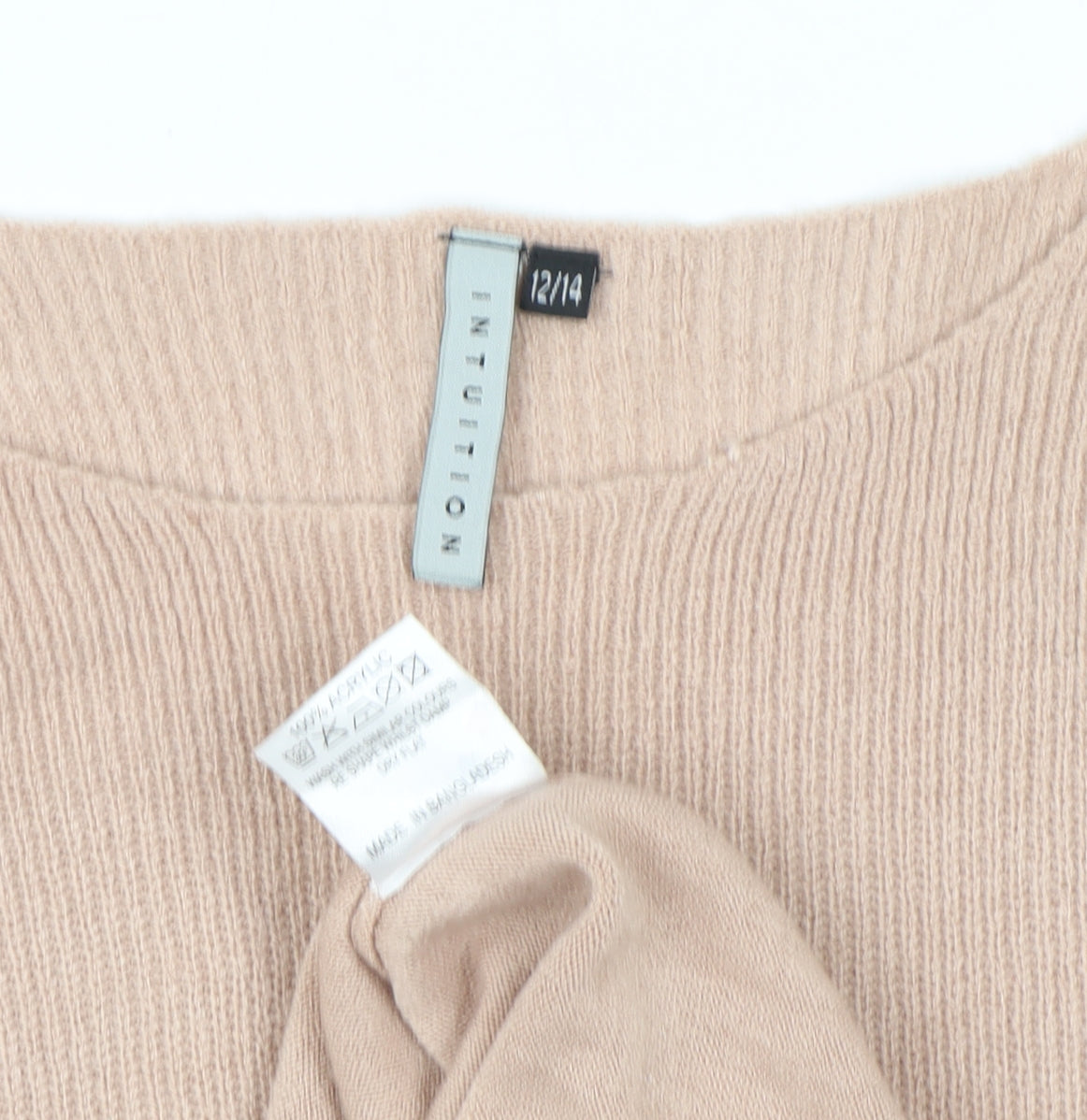 Intuition Womens Beige Crew Neck Cashmere Jumper Size 12