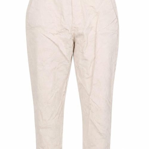 Zara Woman Beige Jacquard Straight Leg Trousers Women L Regular Fit