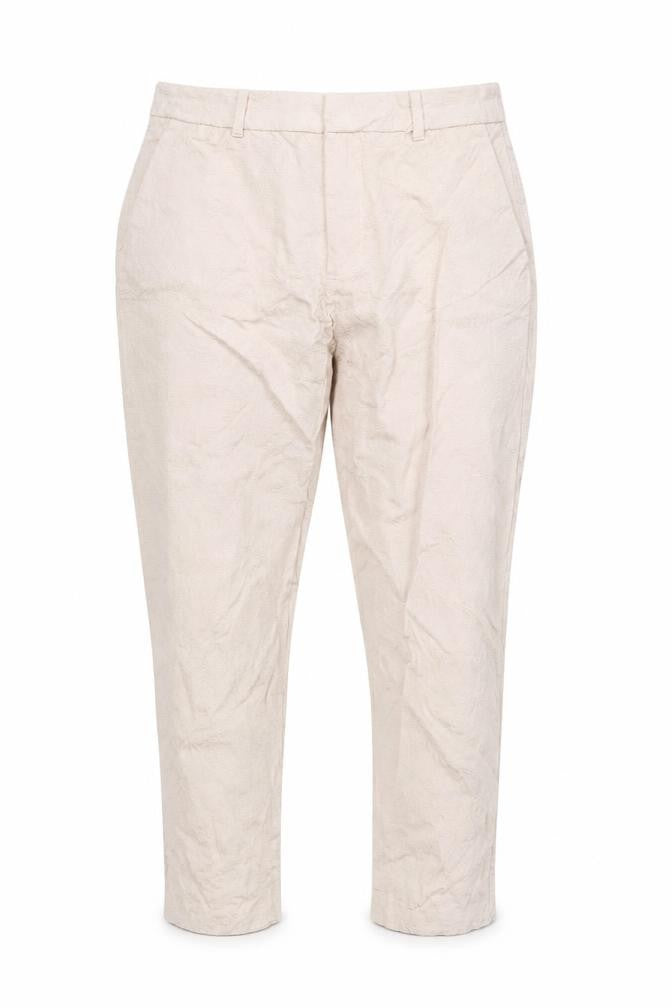 Zara Woman Beige Jacquard Straight Leg Trousers Women L Regular Fit