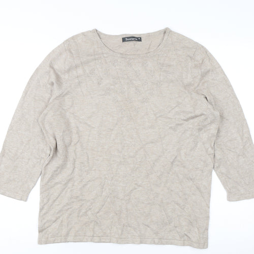 Bonmarché Women’s Beige Beaded Pullover Jumper Medium