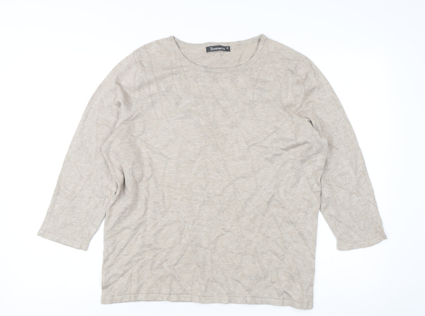 Bonmarché Women’s Beige Beaded Pullover Jumper Medium