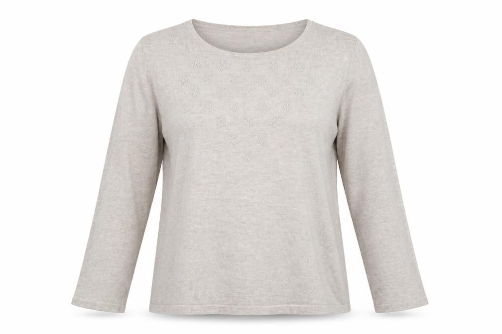 Front view of Bonmarché Women’s Beige Beaded jumper Medium