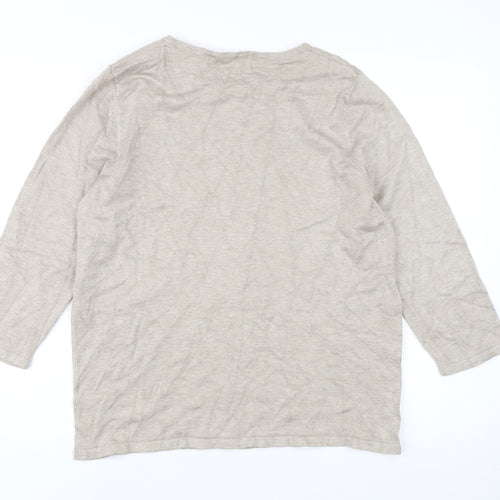 Bonmarché Women’s Beige Beaded Pullover Jumper Medium