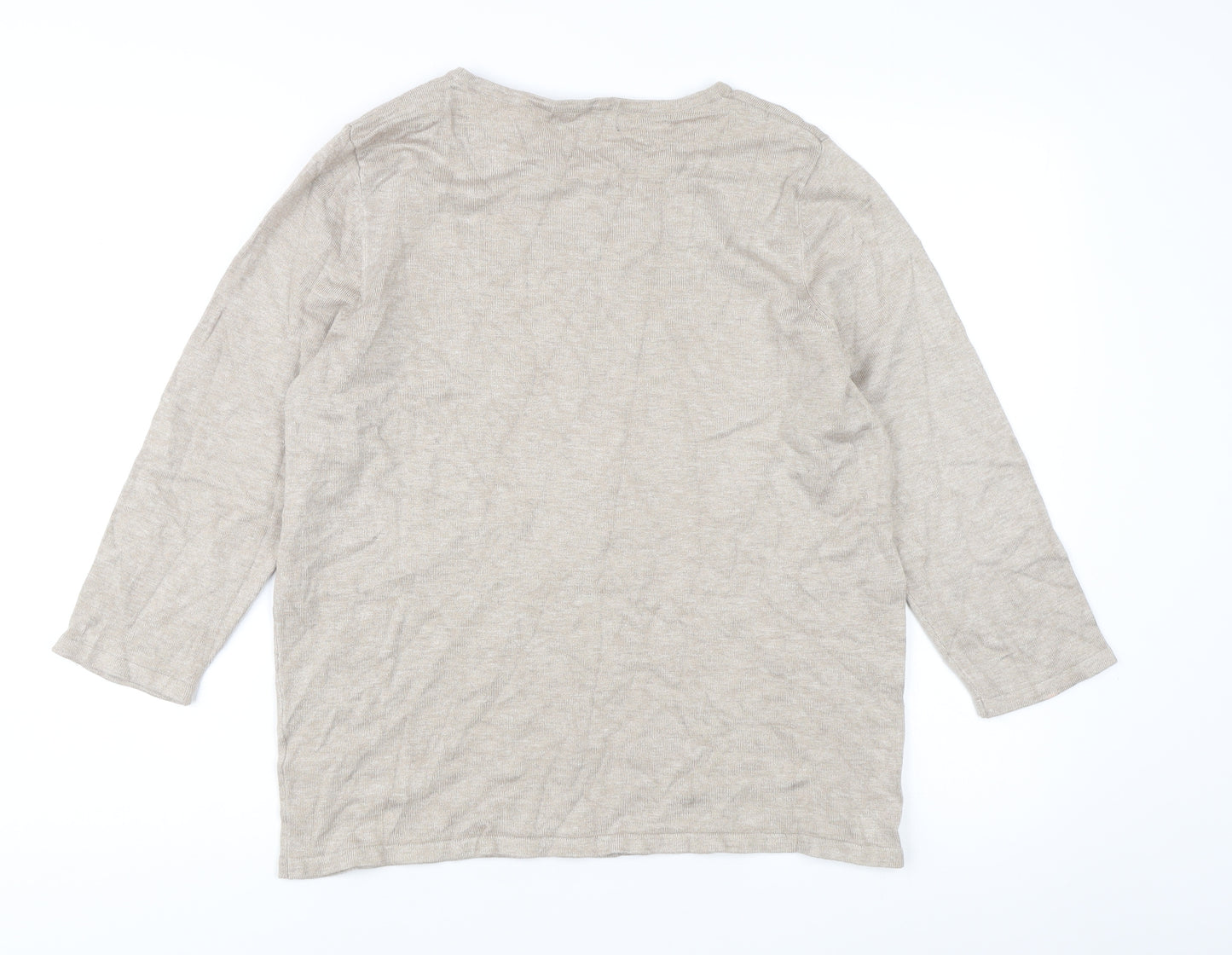 Bonmarché Women’s Beige Beaded Pullover Jumper Medium