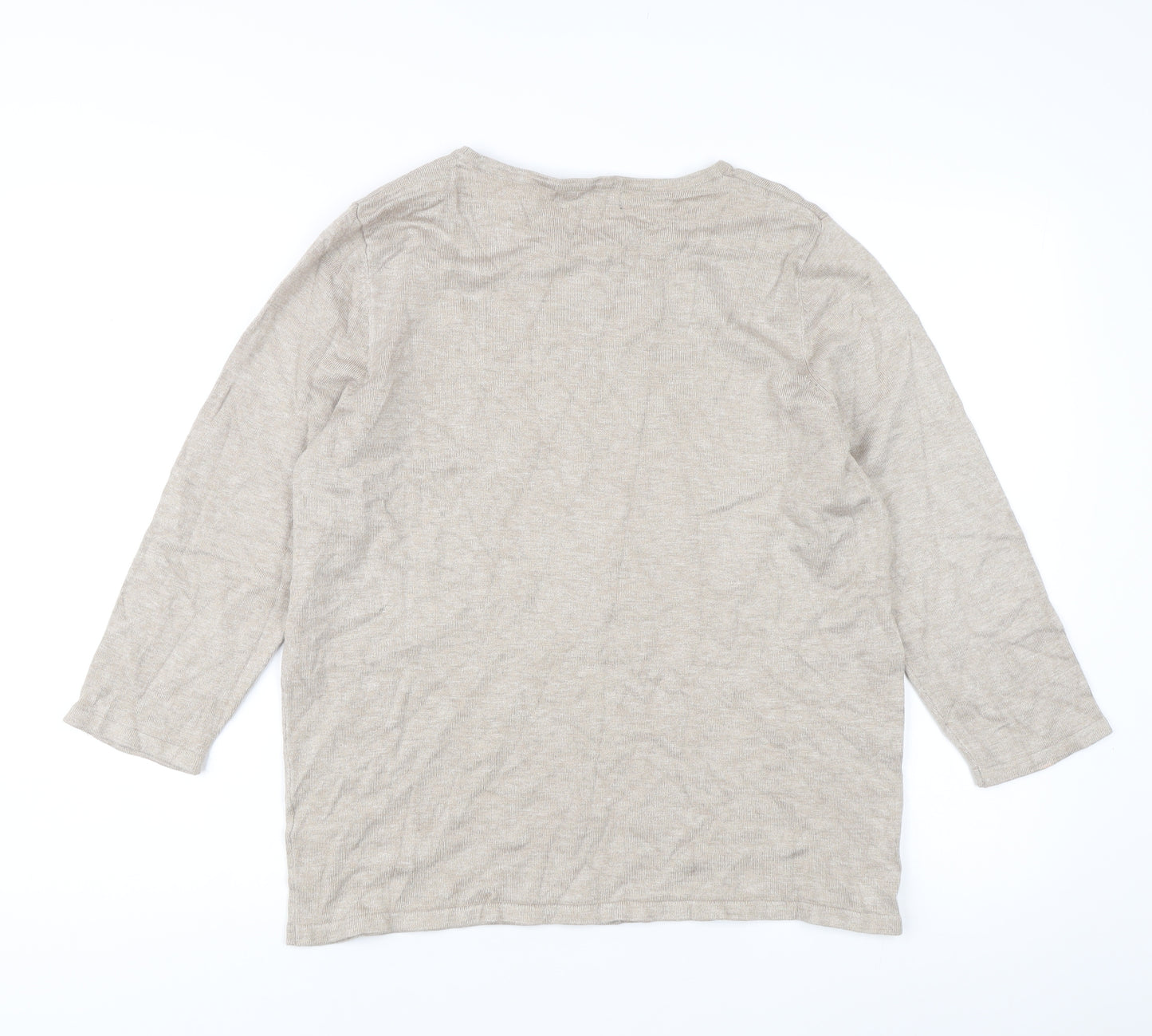 Bonmarché Women’s Beige Beaded Pullover Jumper Medium