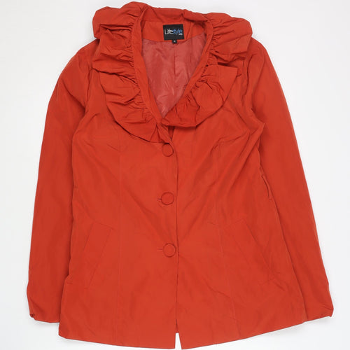 Lifestyle Women’s Red Ruffle Neck Mid-Length Jacket Size 12