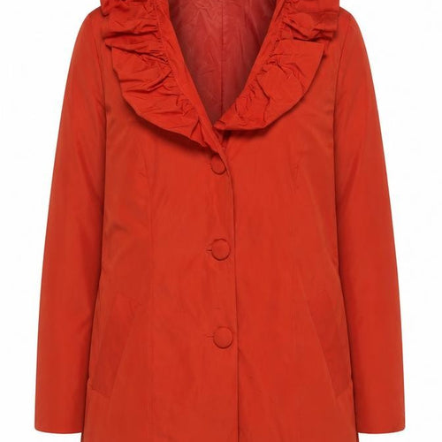 Lifestyle Women’s Red Ruffle Neck Mid-Length Jacket Size 12