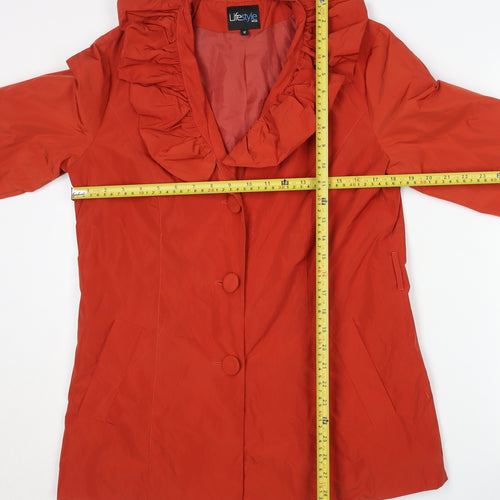Lifestyle Women’s Red Ruffle Neck Mid-Length Jacket Size 12