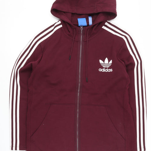 Adidas Men’s Burgundy Full Zip Hoodie XL Logo Sportswear