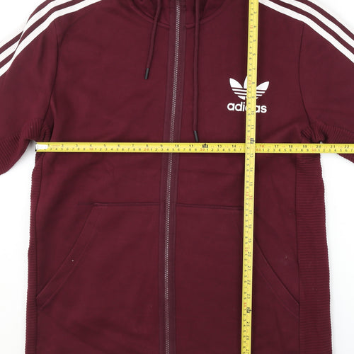 Adidas Men’s Burgundy Full Zip Hoodie XL Logo Sportswear