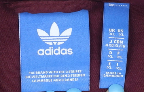 Adidas Men’s Burgundy Full Zip Hoodie XL Logo Sportswear