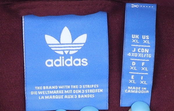 Adidas Men’s Burgundy Full Zip Hoodie XL Logo Sportswear