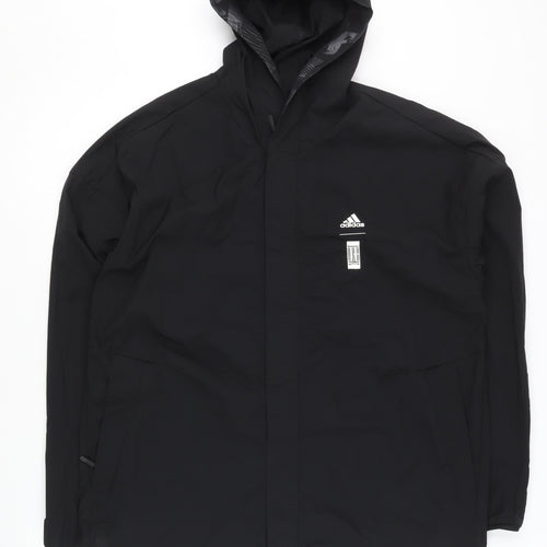 Adidas Men's Black XL Windbreaker Jacket Hooded Sports Activewear