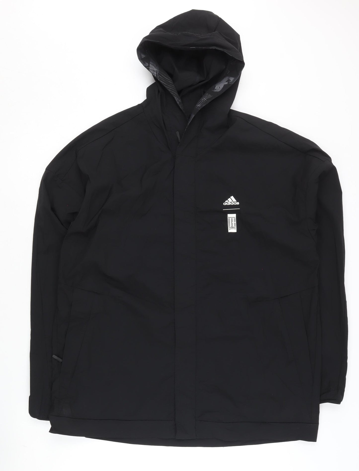 Adidas Men's Black XL Windbreaker Jacket Hooded Sports Activewear