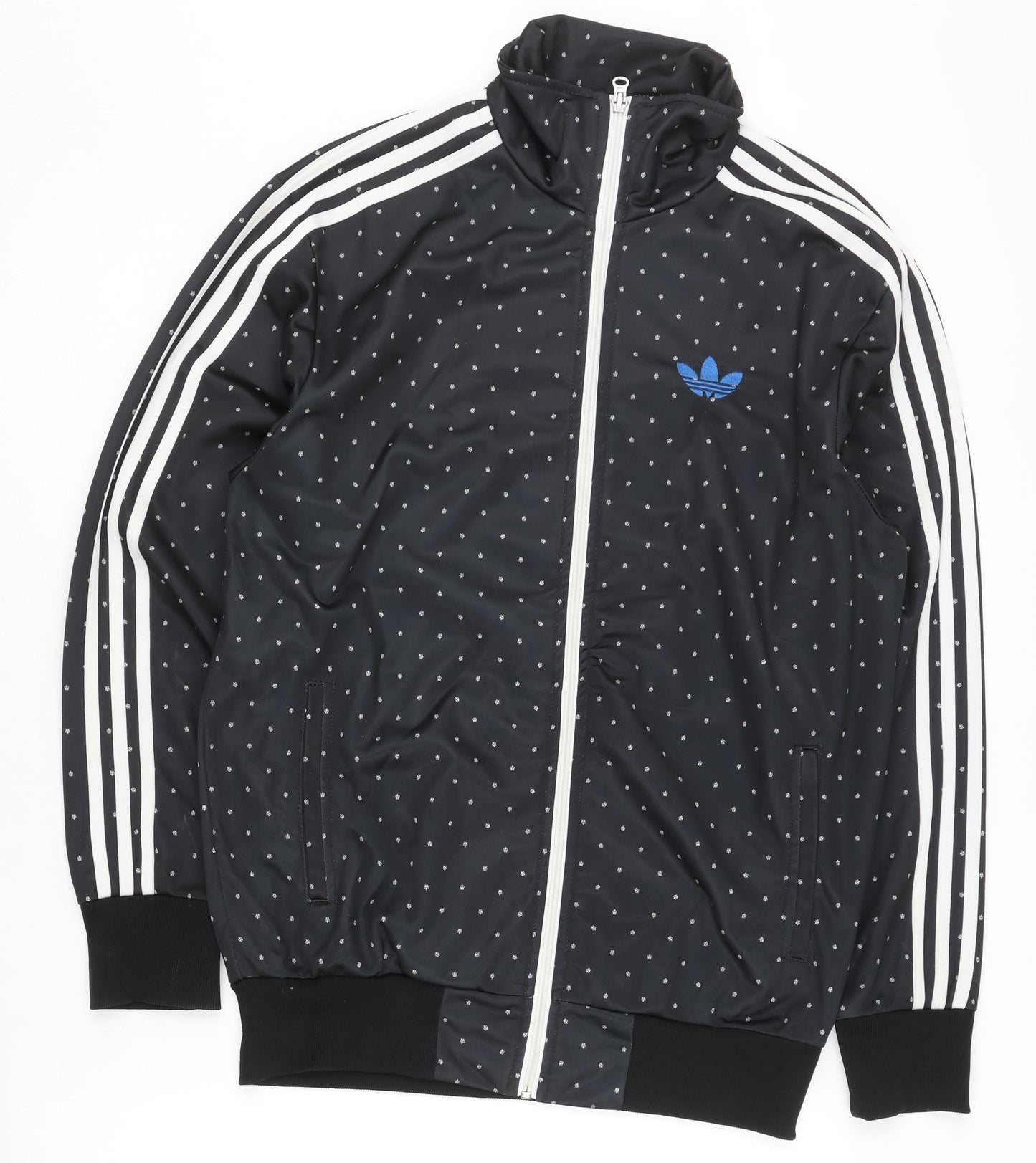 Adidas Men’s Black Polka Dot Track Jacket L Full Zip Sportswear