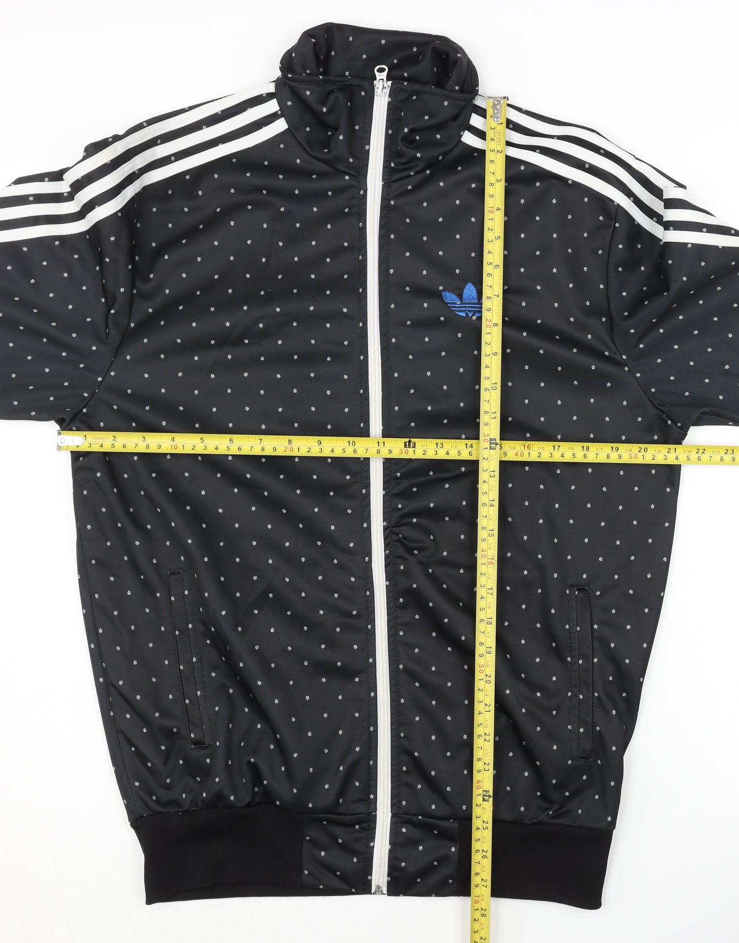 Adidas Men’s Black Polka Dot Track Jacket L Full Zip Sportswear